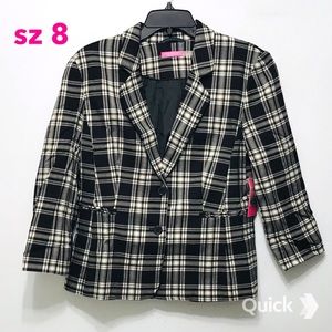 NWT Isaac Mizrahi Plaid Printed Button Jacket